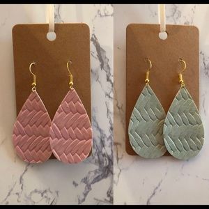 Braided fishtail faux leather earrings
